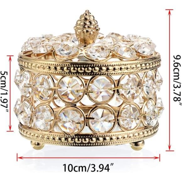 Crystal Mirrored Jewelry Box Trinket Ring Earrings Necklace Storage Keepsake - Picture 5 of 7